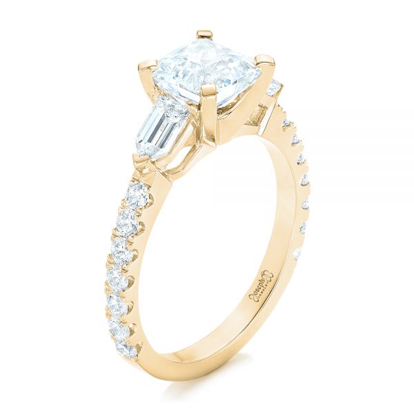 18k Yellow Gold 18k Yellow Gold Custom White Sapphire And Diamond Engagement Ring - Three-Quarter View -  102687