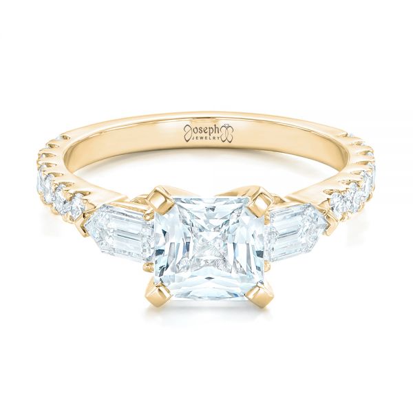 14k Yellow Gold 14k Yellow Gold Custom White Sapphire And Diamond Engagement Ring - Flat View -  102687