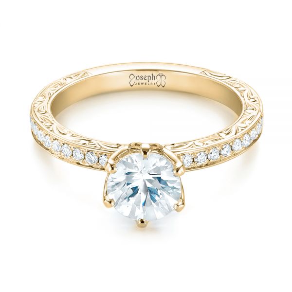 18k Yellow Gold Custom White Sapphire And Diamond Engagement Ring ...