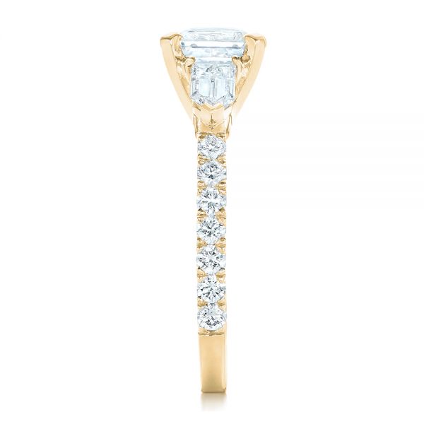 18k Yellow Gold 18k Yellow Gold Custom White Sapphire And Diamond Engagement Ring - Side View -  102687