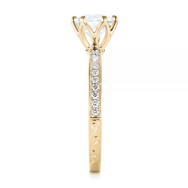 14k Yellow Gold 14k Yellow Gold Custom White Sapphire And Diamond Engagement Ring - Side View - 103211