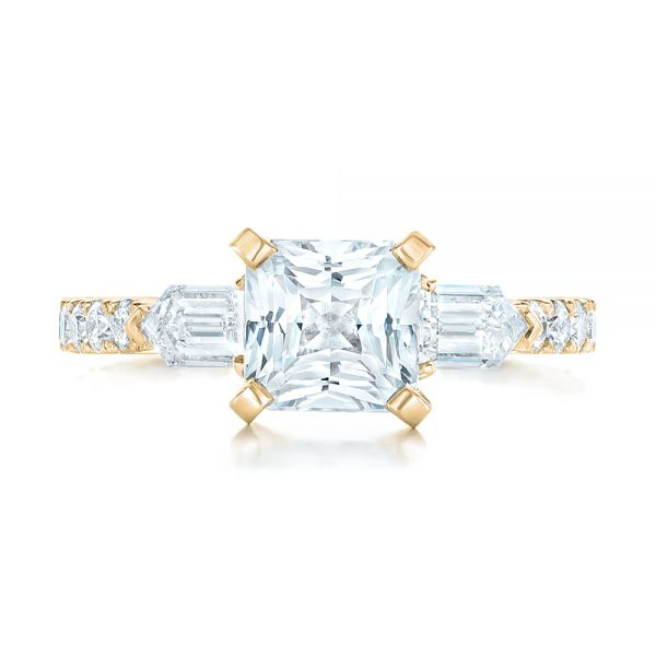18k Yellow Gold 18k Yellow Gold Custom White Sapphire And Diamond Engagement Ring - Top View -  102687