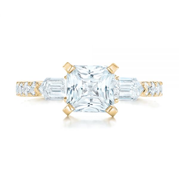 18k Yellow Gold 18k Yellow Gold Custom White Sapphire And Diamond Engagement Ring - Top View - 102687