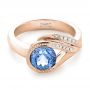 14k Rose Gold 14k Rose Gold Custom Wrapped Blue Sapphire And Diamond Engagement Ring - Flat View -  102357 - Thumbnail