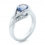  Platinum Platinum Custom Wrapped Blue Sapphire And Diamond Engagement Ring - Three-Quarter View -  102357 - Thumbnail