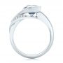 14k White Gold Custom Wrapped Blue Sapphire And Diamond Engagement Ring - Front View -  102357 - Thumbnail