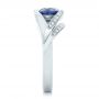 14k White Gold Custom Wrapped Blue Sapphire And Diamond Engagement Ring - Side View -  102357 - Thumbnail