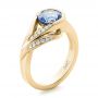 18k Yellow Gold Custom Wrapped Blue Sapphire And Diamond Engagement Ring