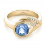 14k Yellow Gold 14k Yellow Gold Custom Wrapped Blue Sapphire And Diamond Engagement Ring - Flat View -  102357 - Thumbnail