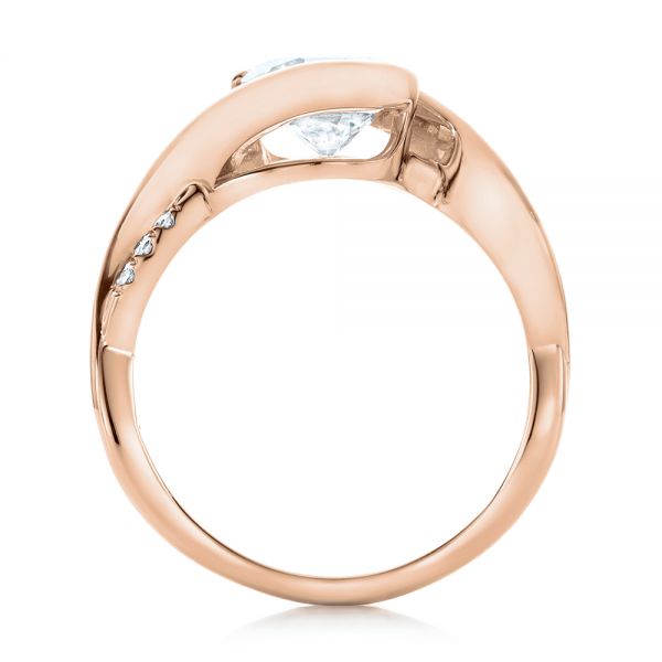 14k Rose Gold 14k Rose Gold Custom Wrapped Diamond Engagement Ring - Front View -  102146