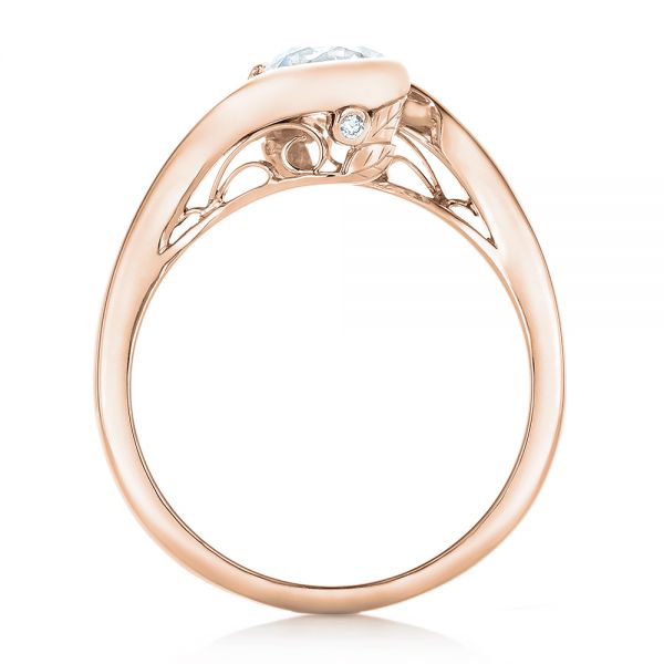 18k Rose Gold 18k Rose Gold Custom Wrapped Diamond Engagement Ring - Front View - 102376