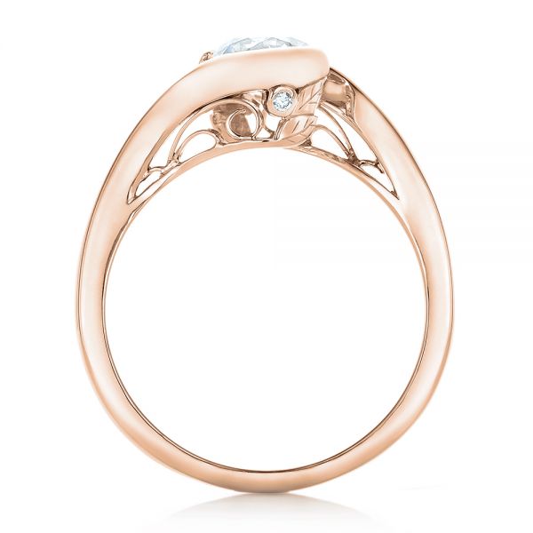 14k Rose Gold 14k Rose Gold Custom Wrapped Diamond Engagement Ring - Front View -  102376