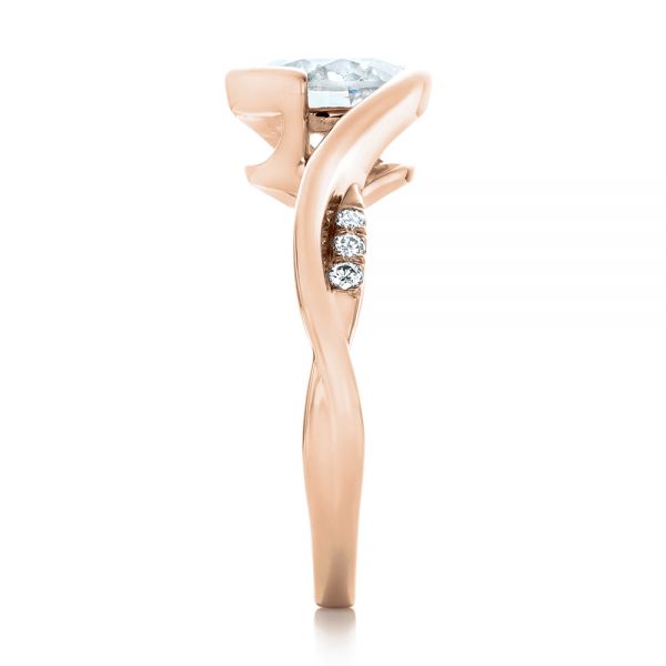 14k Rose Gold 14k Rose Gold Custom Wrapped Diamond Engagement Ring - Side View -  102146