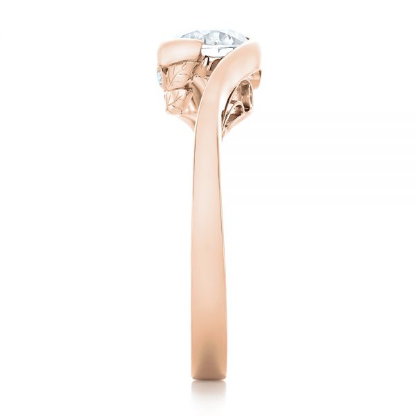 18k Rose Gold 18k Rose Gold Custom Wrapped Diamond Engagement Ring - Side View - 102376
