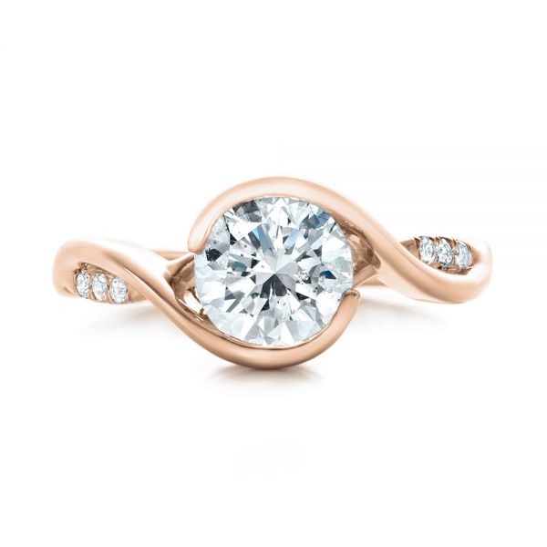 14k Rose Gold 14k Rose Gold Custom Wrapped Diamond Engagement Ring - Top View - 102146