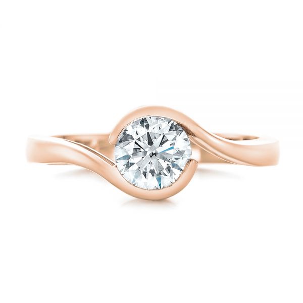 18k Rose Gold 18k Rose Gold Custom Wrapped Diamond Engagement Ring - Top View - 102376