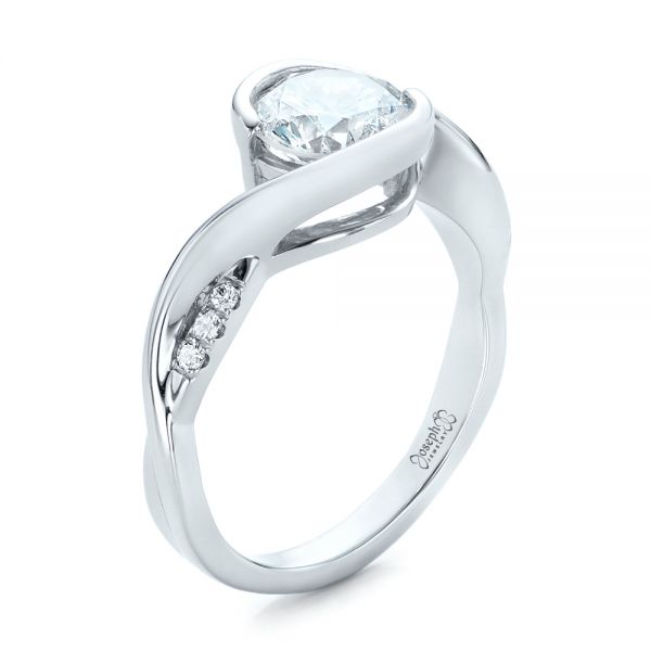 14k White Gold 14k White Gold Custom Wrapped Diamond Engagement Ring - Three-Quarter View -  102146