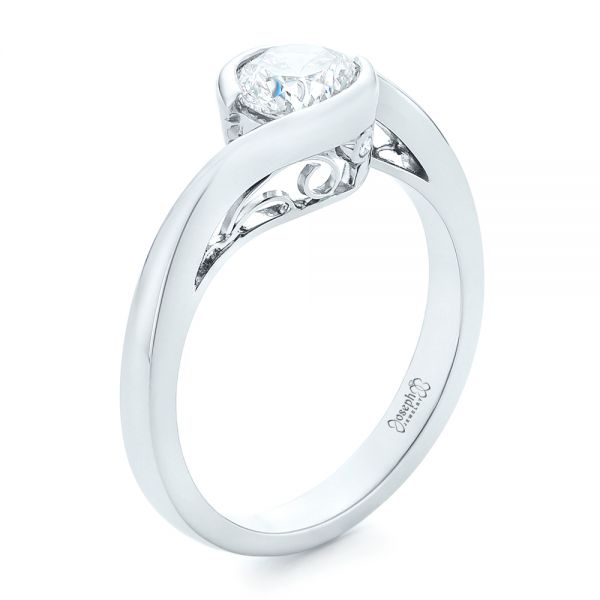  Platinum Custom Wrapped Diamond Engagement Ring - Three-Quarter View -  102376