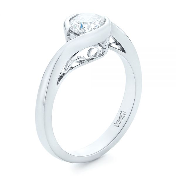 14k White Gold 14k White Gold Custom Wrapped Diamond Engagement Ring - Three-Quarter View -  102376