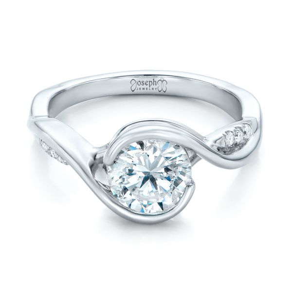 14k White Gold 14k White Gold Custom Wrapped Diamond Engagement Ring - Flat View -  102146