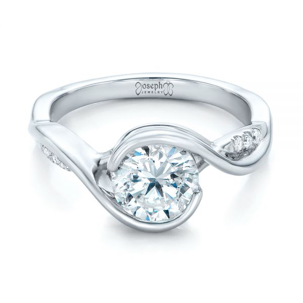 Platinum Custom Wrapped Diamond Engagement Ring - Flat View - 102146