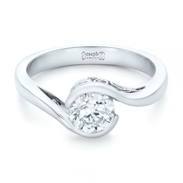 Platinum Custom Wrapped Diamond Engagement Ring - Flat View - 102376