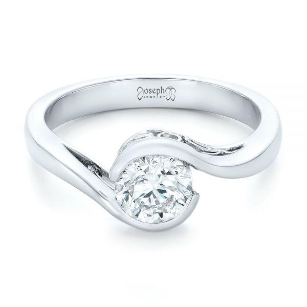  Platinum Custom Wrapped Diamond Engagement Ring - Flat View -  102376