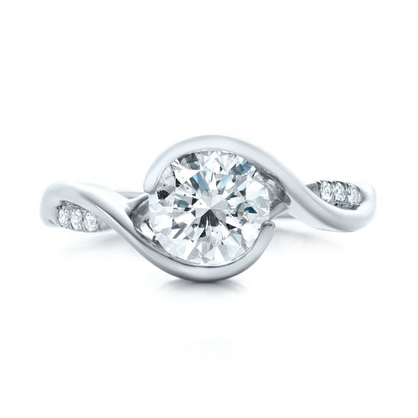 14k White Gold 14k White Gold Custom Wrapped Diamond Engagement Ring - Top View -  102146