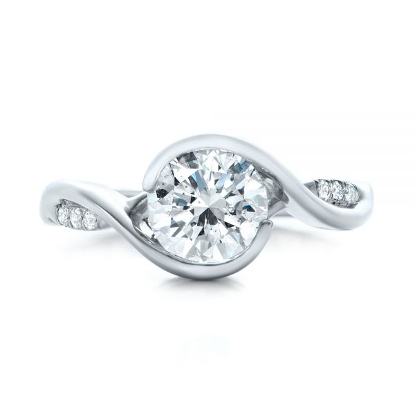 Platinum Custom Wrapped Diamond Engagement Ring - Top View - 102146