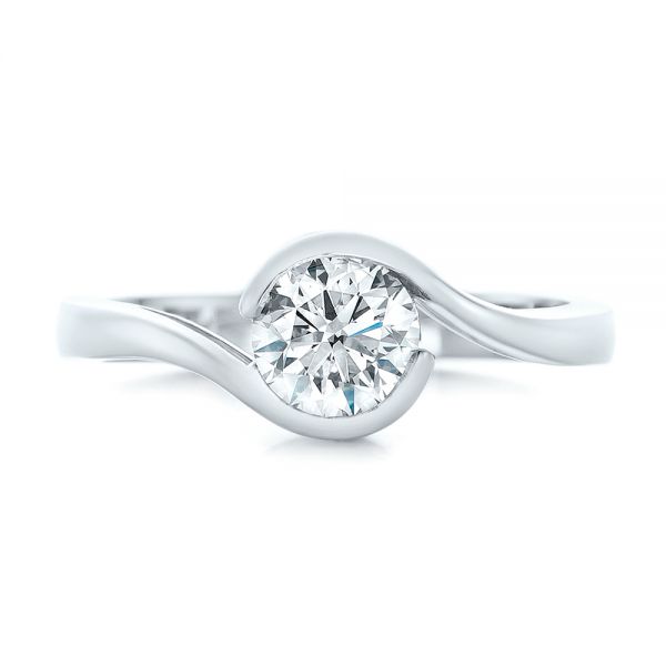 14k White Gold 14k White Gold Custom Wrapped Diamond Engagement Ring - Top View -  102376