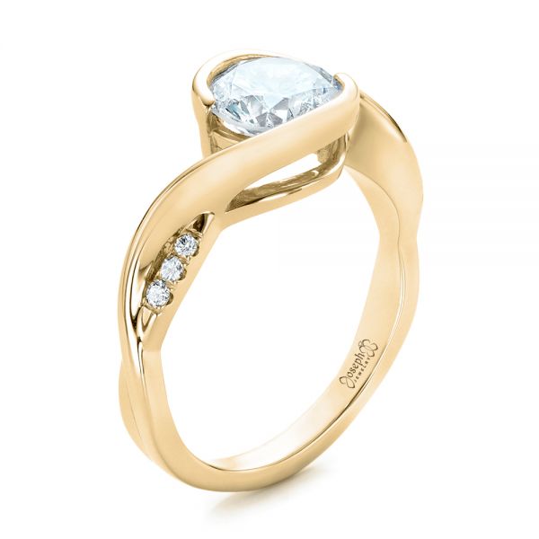 14k Yellow Gold 14k Yellow Gold Custom Wrapped Diamond Engagement Ring - Three-Quarter View -  102146