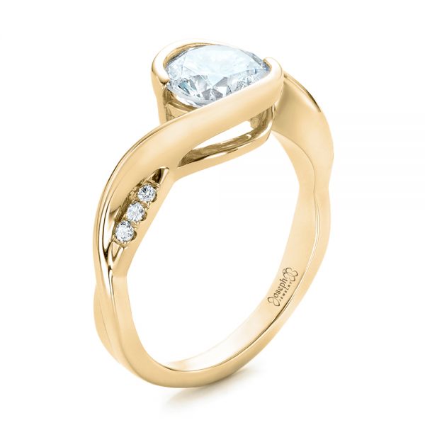 18k Yellow Gold 18k Yellow Gold Custom Wrapped Diamond Engagement Ring - Three-Quarter View - 102146