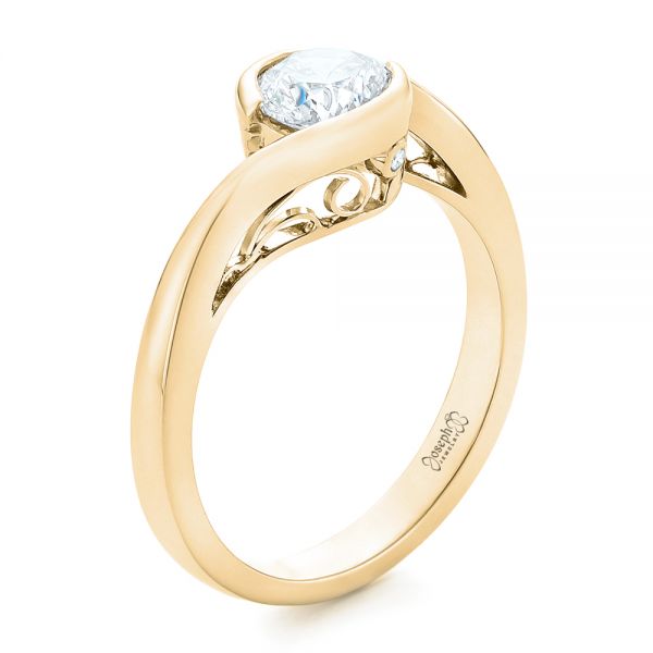 18k Yellow Gold 18k Yellow Gold Custom Wrapped Diamond Engagement Ring - Three-Quarter View - 102376
