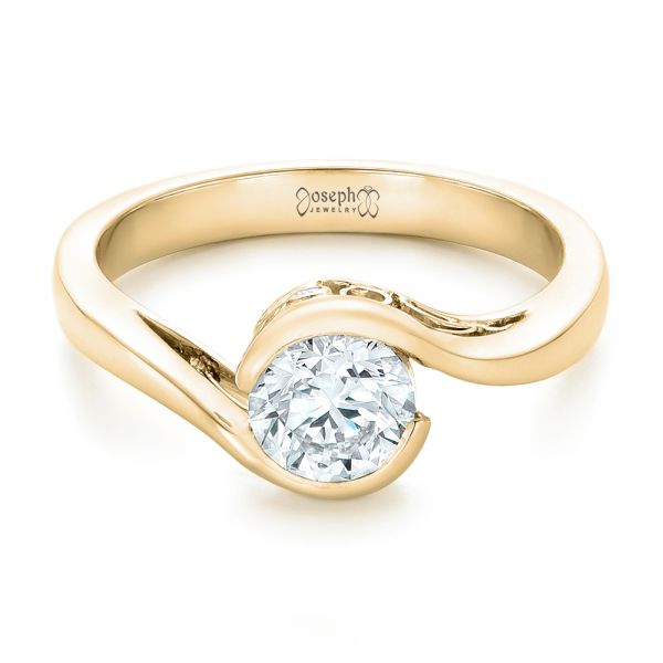 18k Yellow Gold 18k Yellow Gold Custom Wrapped Diamond Engagement Ring - Flat View -  102376