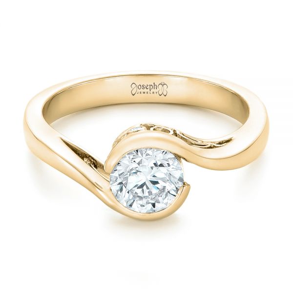 18k Yellow Gold 18k Yellow Gold Custom Wrapped Diamond Engagement Ring - Flat View - 102376