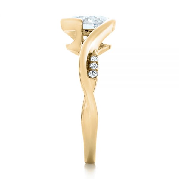 18k Yellow Gold 18k Yellow Gold Custom Wrapped Diamond Engagement Ring - Side View -  102146