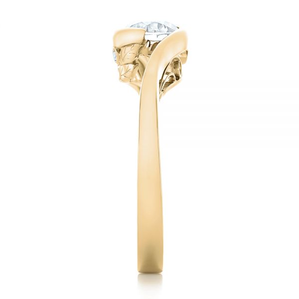 18k Yellow Gold 18k Yellow Gold Custom Wrapped Diamond Engagement Ring - Side View -  102376