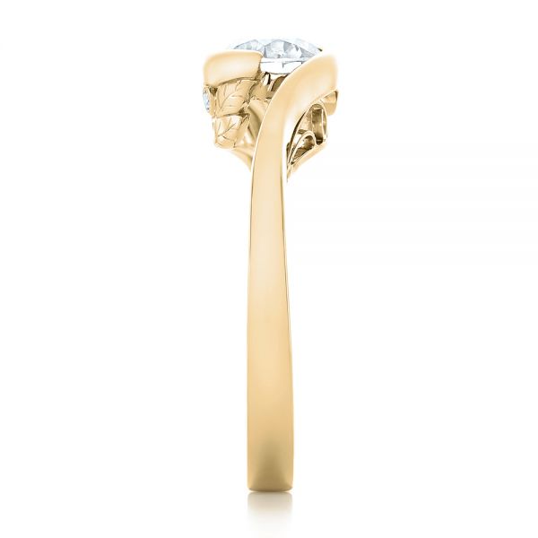 18k Yellow Gold 18k Yellow Gold Custom Wrapped Diamond Engagement Ring - Side View - 102376
