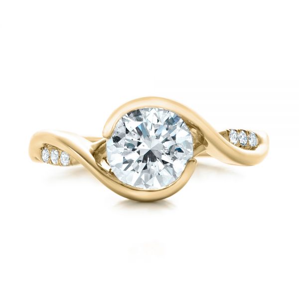 18k Yellow Gold 18k Yellow Gold Custom Wrapped Diamond Engagement Ring - Top View - 102146
