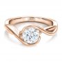 18k Rose Gold 18k Rose Gold Custom Wrapped Diamond Solitaire Engagement Ring - Flat View -  100595 - Thumbnail