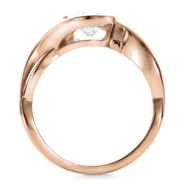 14k Rose Gold 14k Rose Gold Custom Wrapped Diamond Solitaire Engagement Ring - Front View -  100595