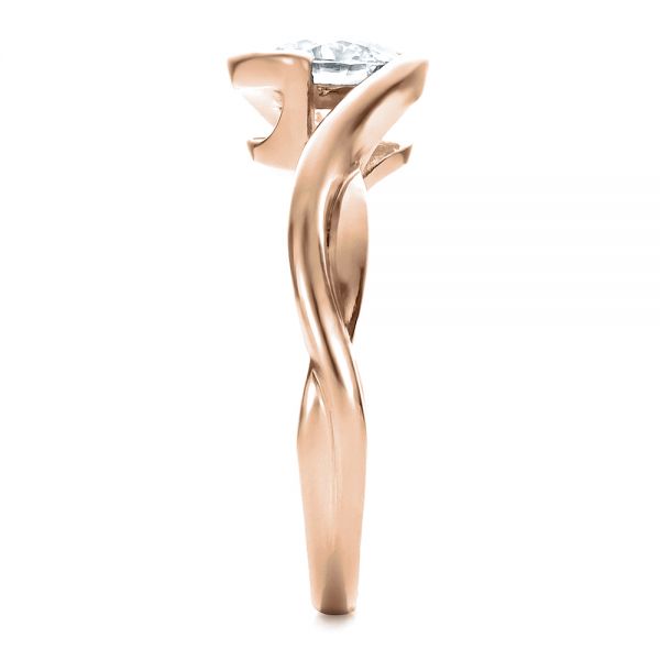 18k Rose Gold 18k Rose Gold Custom Wrapped Diamond Solitaire Engagement Ring - Side View -  100595