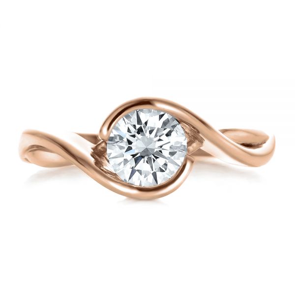 18k Rose Gold 18k Rose Gold Custom Wrapped Diamond Solitaire Engagement Ring - Top View -  100595