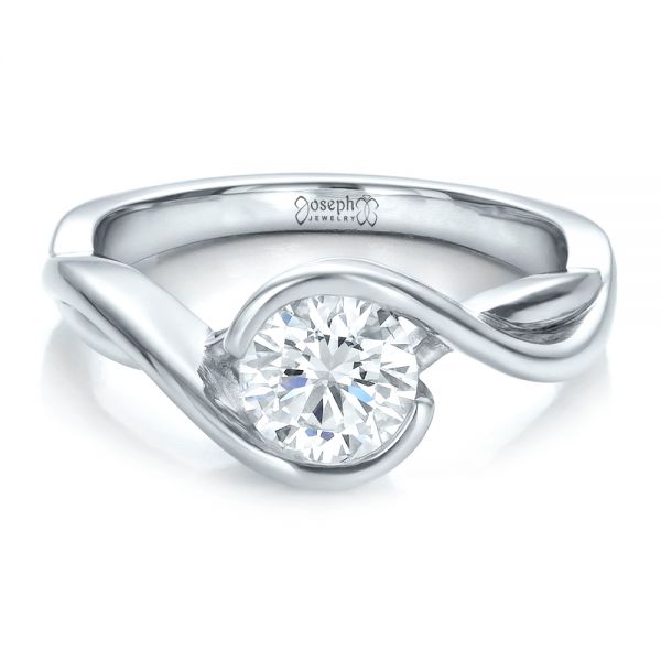  Platinum Platinum Custom Wrapped Diamond Solitaire Engagement Ring - Flat View -  100595