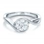 18k White Gold Custom Wrapped Diamond Solitaire Engagement Ring - Flat View -  100595 - Thumbnail