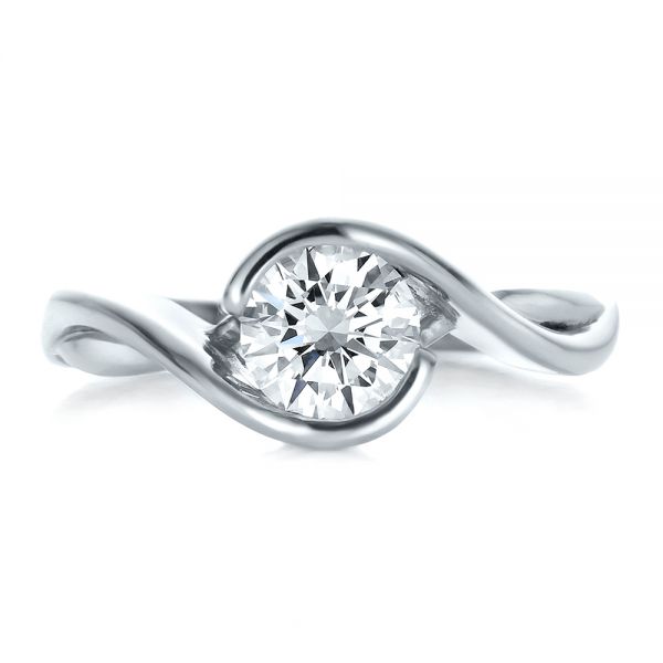  Platinum Platinum Custom Wrapped Diamond Solitaire Engagement Ring - Top View -  100595