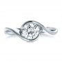 18k White Gold Custom Wrapped Diamond Solitaire Engagement Ring - Top View -  100595 - Thumbnail