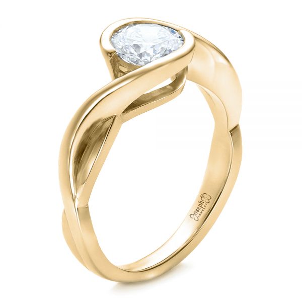 18k Yellow Gold 18k Yellow Gold Custom Wrapped Diamond Solitaire Engagement Ring - Three-Quarter View -  100595