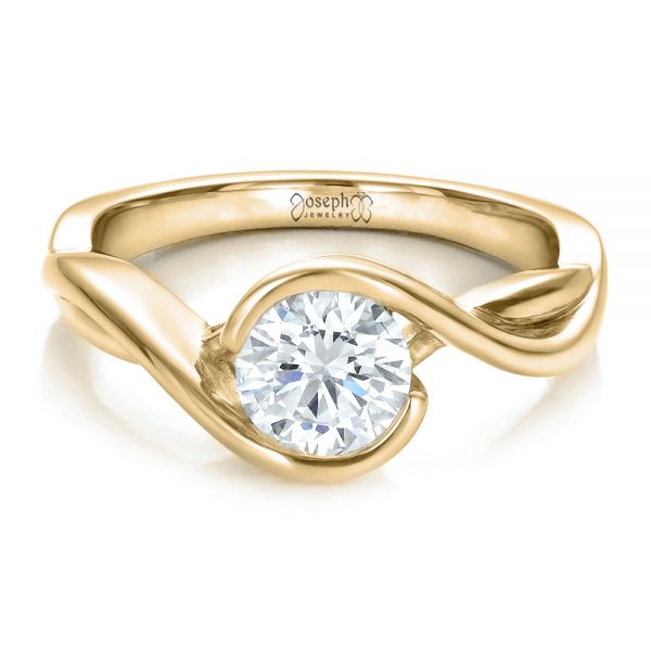 14k Yellow Gold 14k Yellow Gold Custom Wrapped Diamond Solitaire Engagement Ring - Flat View - 100595