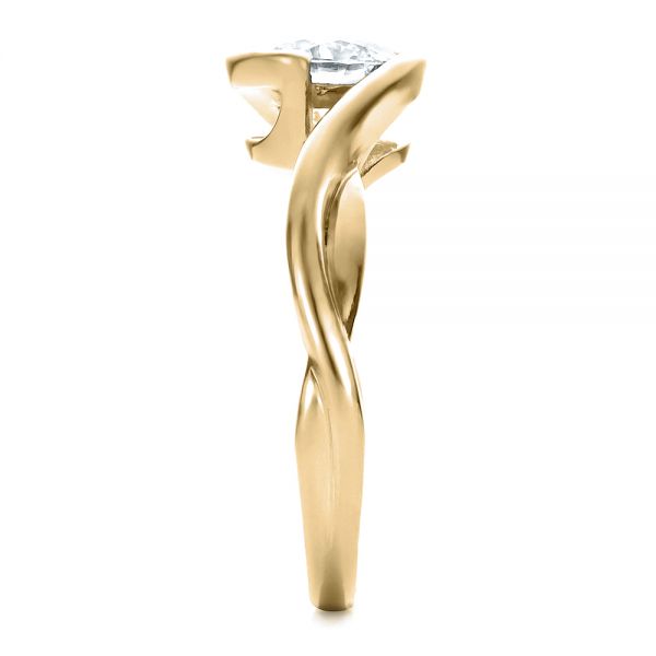 18k Yellow Gold 18k Yellow Gold Custom Wrapped Diamond Solitaire Engagement Ring - Side View -  100595